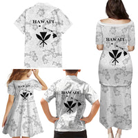 Hawaii Lei Kamehameha Family Matching Puletasi and Hawaiian Shirt Ke'oke'o Seamless Pattern Hibiscus Flower