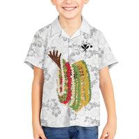 Hawaii Lei Kamehameha Family Matching Puletasi and Hawaiian Shirt Ke'oke'o Seamless Pattern Hibiscus Flower