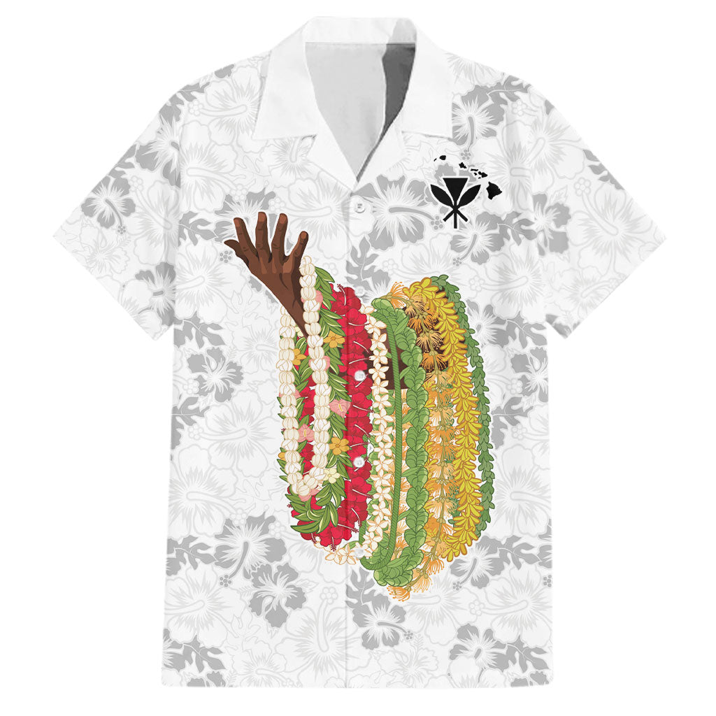 Hawaii Lei Kamehameha Family Matching Short Sleeve Bodycon Dress and Hawaiian Shirt Ke'oke'o Seamless Pattern Hibiscus Flower