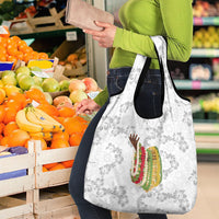 Hawaii Lei Kamehameha Grocery Bag Ke'oke'o Seamless Pattern Hibiscus Flower