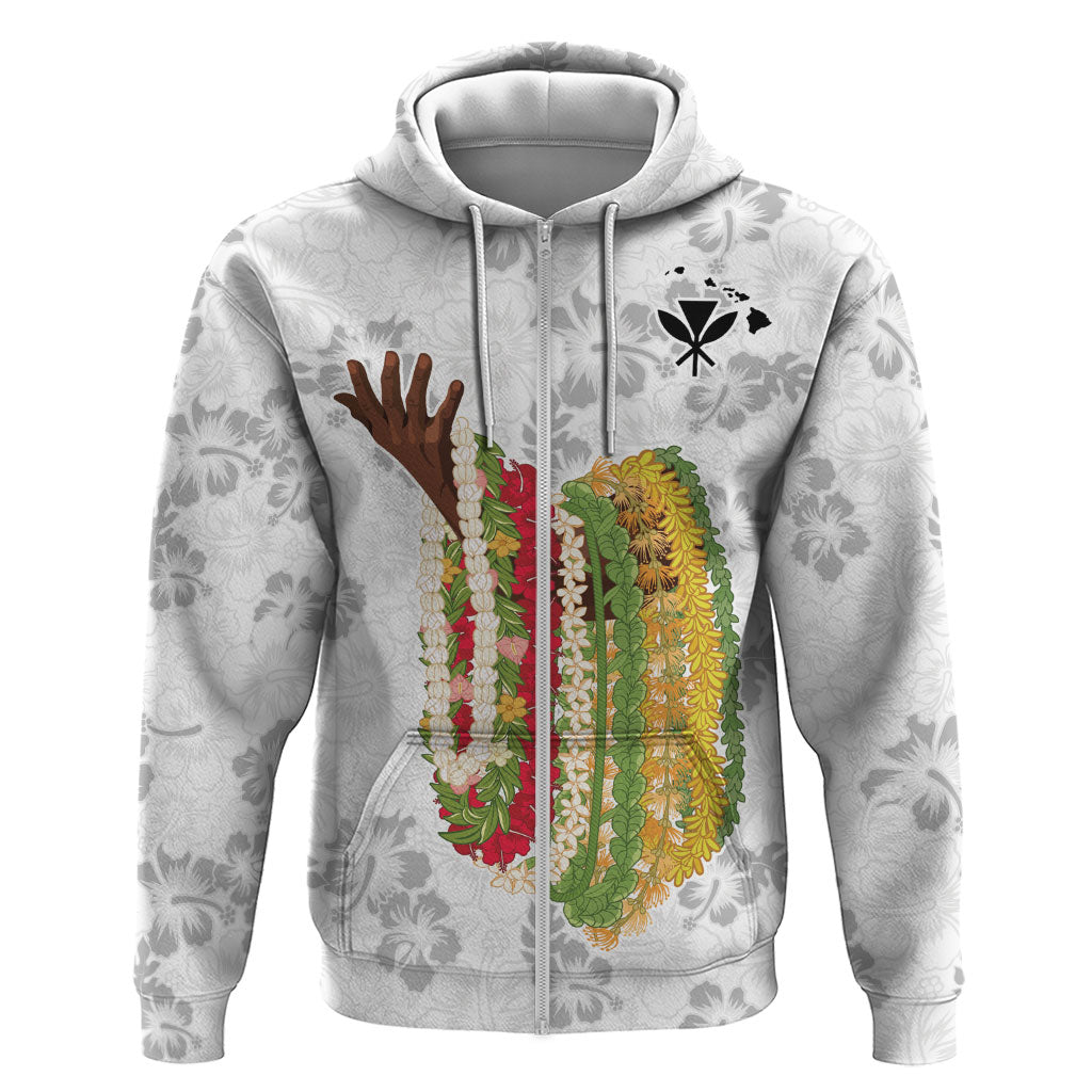 Hawaii Lei Kamehameha Hoodie Ke'oke'o Seamless Pattern Hibiscus Flower