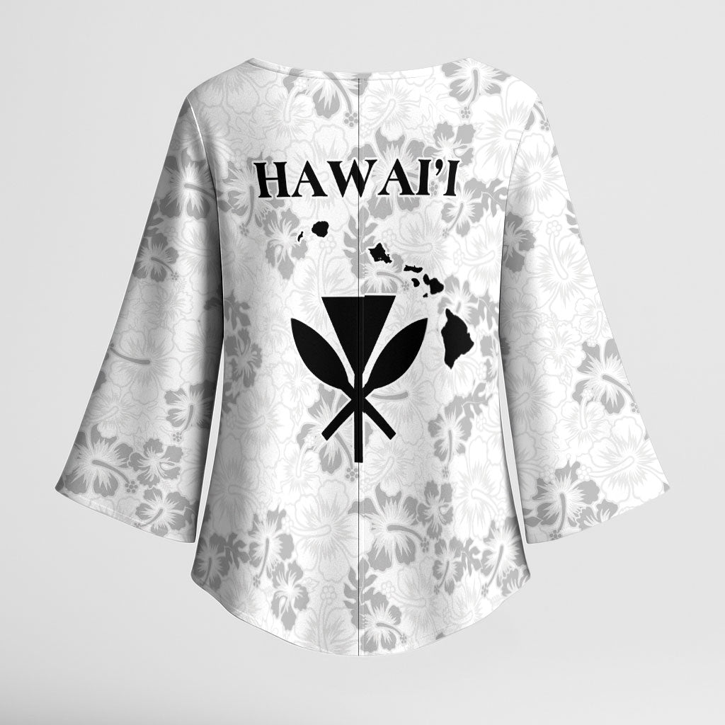 Hawaii Lei Kamehameha Kimono Sleeve Blouse Ke'oke'o Seamless Pattern Hibiscus Flower