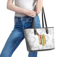 Hawaii Lei Kamehameha Leather Tote Bag Ke'oke'o Seamless Pattern Hibiscus Flower