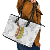 Hawaii Lei Kamehameha Leather Tote Bag Ke'oke'o Seamless Pattern Hibiscus Flower