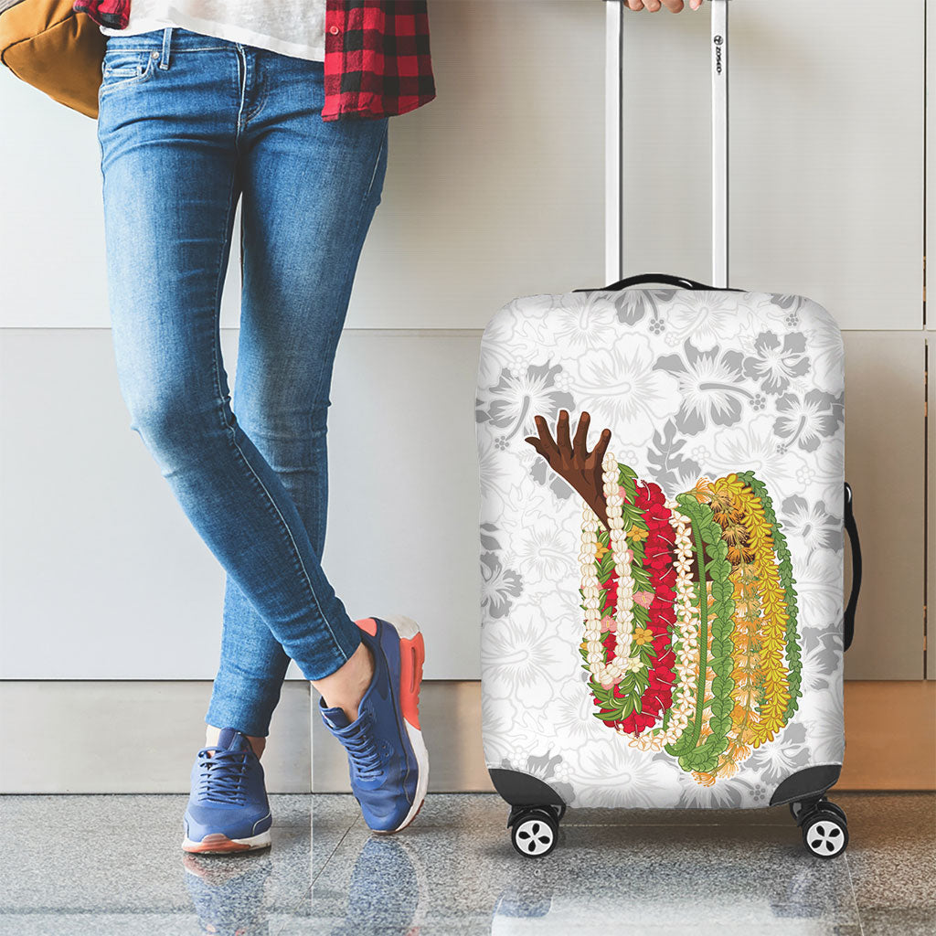 Hawaii Lei Kamehameha Luggage Cover Ke'oke'o Seamless Pattern Hibiscus Flower