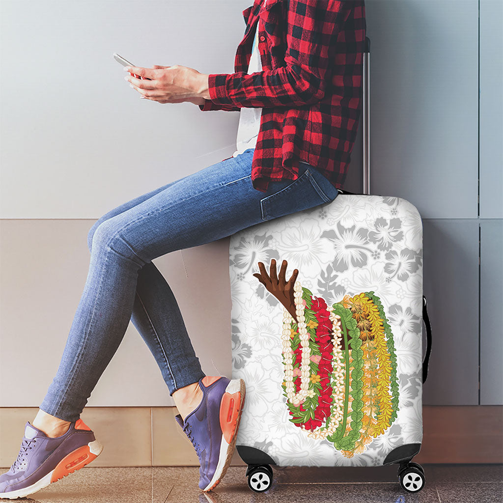 Hawaii Lei Kamehameha Luggage Cover Ke'oke'o Seamless Pattern Hibiscus Flower