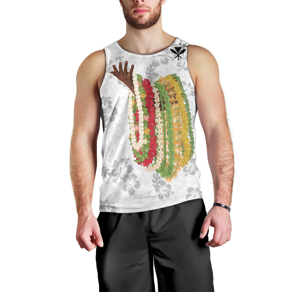 Hawaii Lei Kamehameha Men Tank Top Ke'oke'o Seamless Pattern Hibiscus Flower
