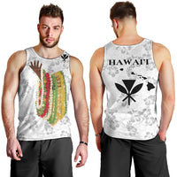 Hawaii Lei Kamehameha Men Tank Top Ke'oke'o Seamless Pattern Hibiscus Flower