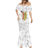 Hawaii Lei Kamehameha Mermaid Dress Ke'oke'o Seamless Pattern Hibiscus Flower
