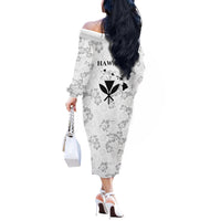Hawaii Lei Kamehameha Off The Shoulder Long Sleeve Dress Ke'oke'o Seamless Pattern Hibiscus Flower