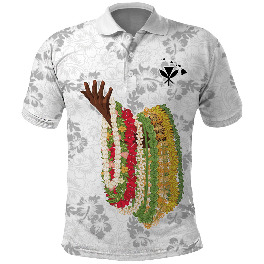 Hawaii Lei Kamehameha Polo Shirt Ke'oke'o Seamless Pattern Hibiscus Flower