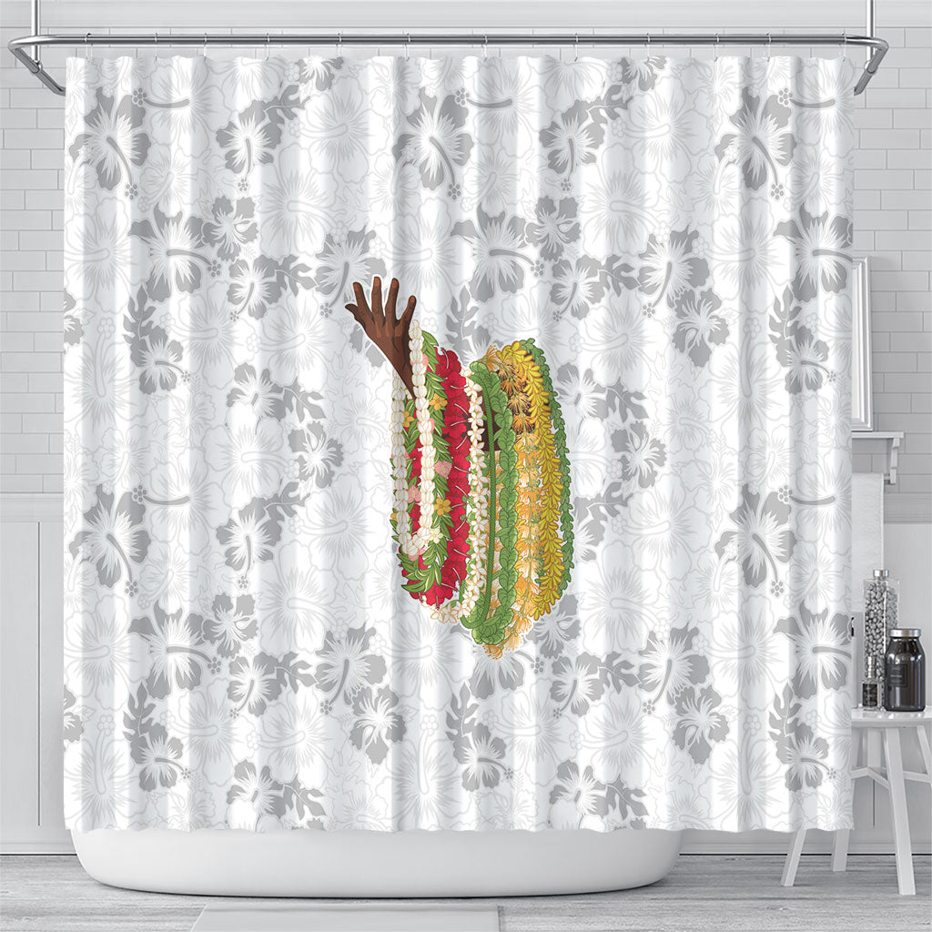 Hawaii Lei Kamehameha Shower Curtain Ke'oke'o Seamless Pattern Hibiscus Flower