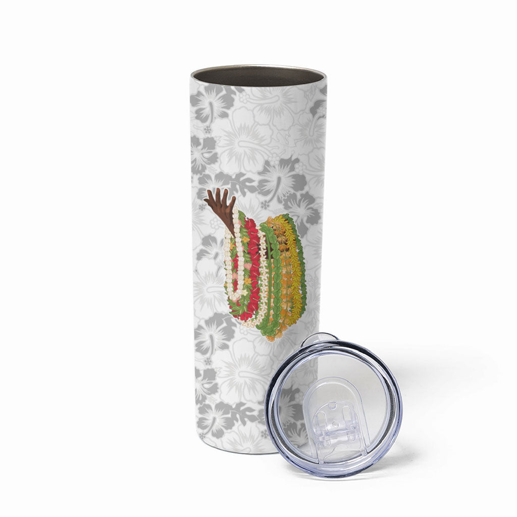 Hawaii Lei Kamehameha Skinny Tumbler Ke'oke'o Seamless Pattern Hibiscus Flower