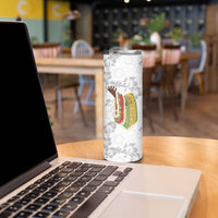Hawaii Lei Kamehameha Skinny Tumbler Ke'oke'o Seamless Pattern Hibiscus Flower