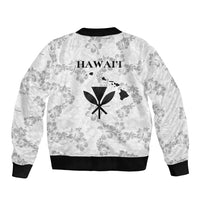 Hawaii Lei Kamehameha Sleeve Zip Bomber Jacket Ke'oke'o Seamless Pattern Hibiscus Flower