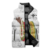 Hawaii Lei Kamehameha Sleeveless Puffer Jacket Ke'oke'o Seamless Pattern Hibiscus Flower