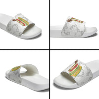 Hawaii Lei Kamehameha Slide Sandals Ke'oke'o Seamless Pattern Hibiscus Flower