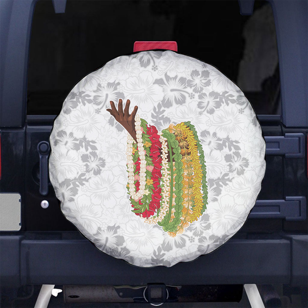 Hawaii Lei Kamehameha Spare Tire Cover Ke'oke'o Seamless Pattern Hibiscus Flower