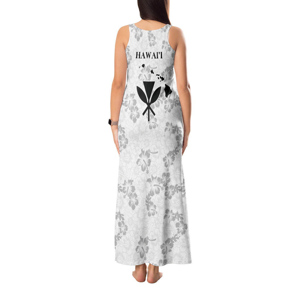 Hawaii Lei Kamehameha Tank Maxi Dress Ke'oke'o Seamless Pattern Hibiscus Flower