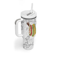 Hawaii Lei Kamehameha Tumbler With Handle Ke'oke'o Seamless Pattern Hibiscus Flower