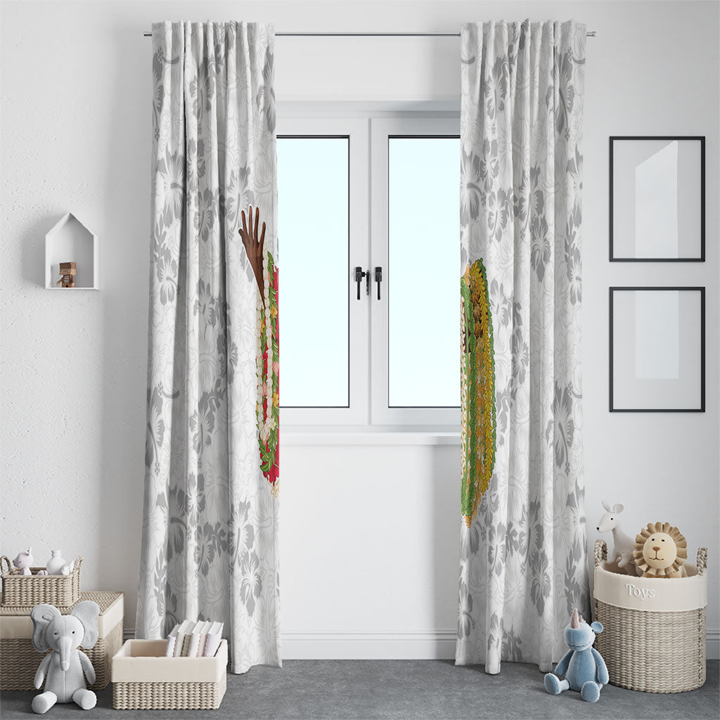 Hawaii Lei Kamehameha Window Curtain Ke'oke'o Seamless Pattern Hibiscus Flower