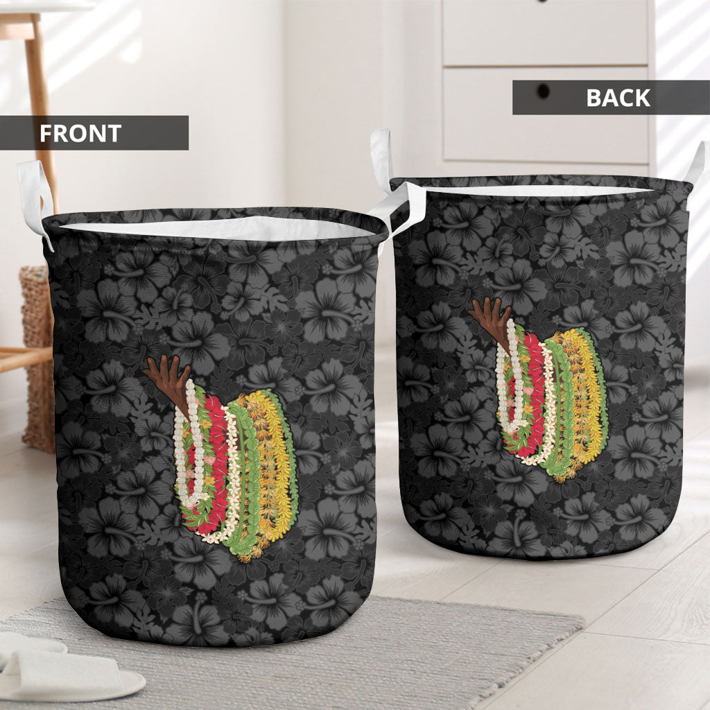 Hawaii Lei Kamehameha Laundry Basket Ele'ele Seamless Pattern Hibiscus Flower
