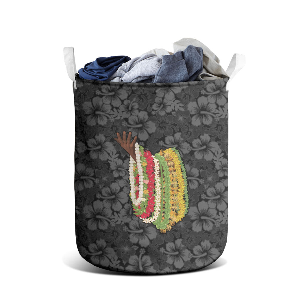 Hawaii Lei Kamehameha Laundry Basket Ele'ele Seamless Pattern Hibiscus Flower