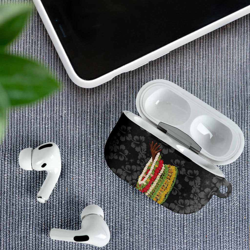 Hawaii Lei Kamehameha AirPods Case Ele'ele Seamless Pattern Hibiscus Flower