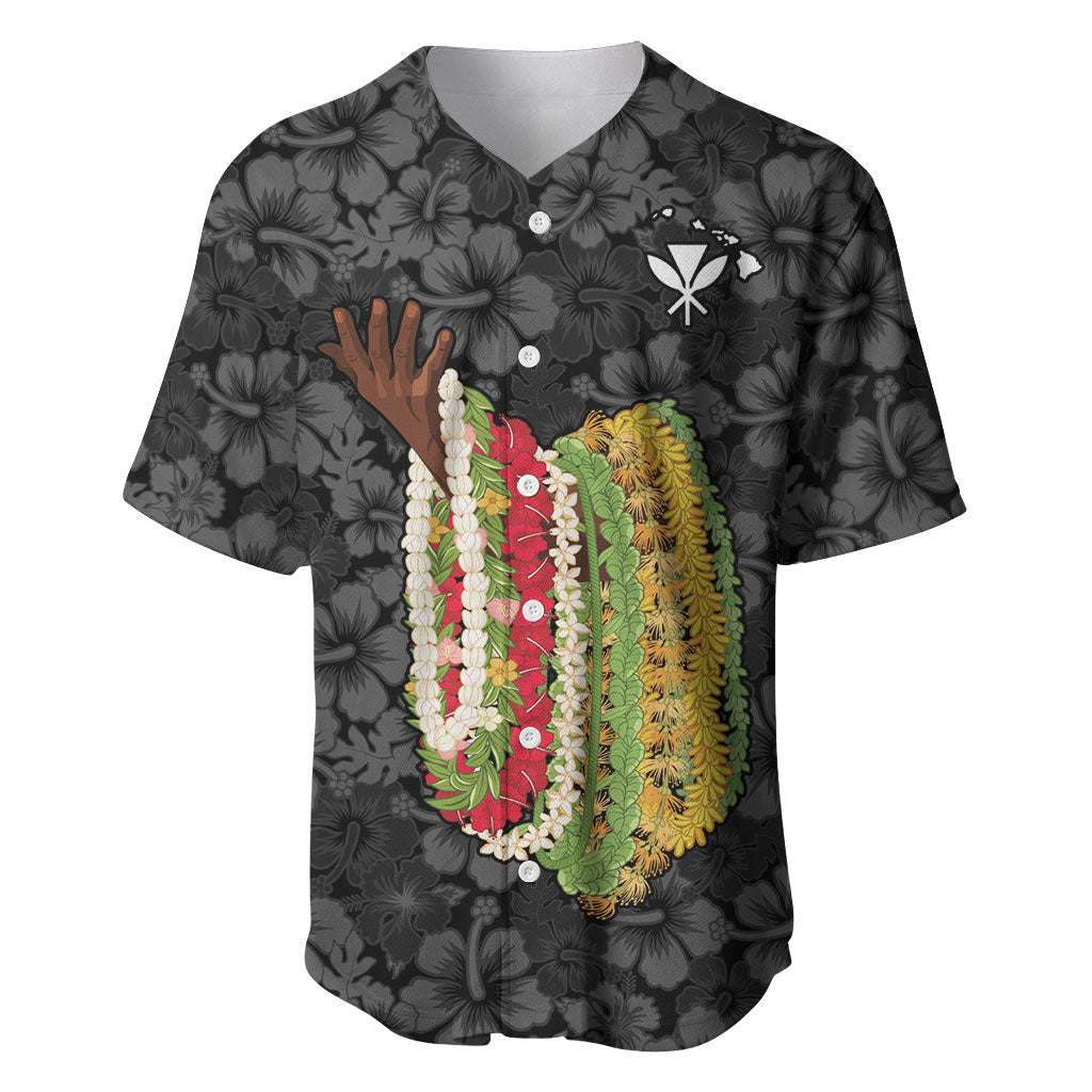 Hawaii Lei Kamehameha Baseball Jersey Ele'ele Seamless Pattern Hibiscus Flower