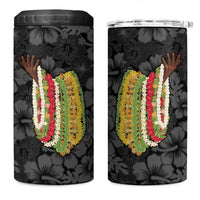 Hawaii Lei Kamehameha 4 in 1 Can Cooler Tumbler Ele'ele Seamless Pattern Hibiscus Flower