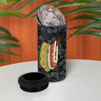 Hawaii Lei Kamehameha 4 in 1 Can Cooler Tumbler Ele'ele Seamless Pattern Hibiscus Flower