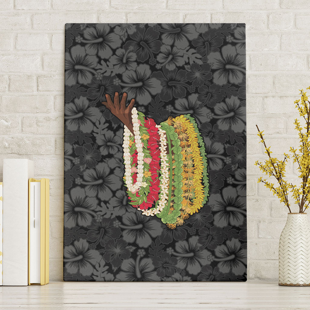 Hawaii Lei Kamehameha Canvas Wall Art Ele'ele Seamless Pattern Hibiscus Flower