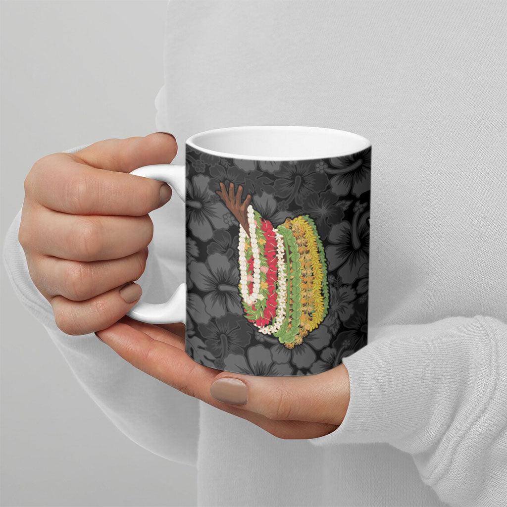 Hawaii Lei Kamehameha Ceramic Mug Ele'ele Seamless Pattern Hibiscus Flower