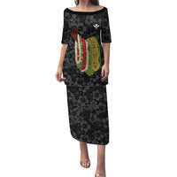 Hawaii Lei Kamehameha Family Matching Puletasi and Hawaiian Shirt Ele'ele Seamless Pattern Hibiscus Flower