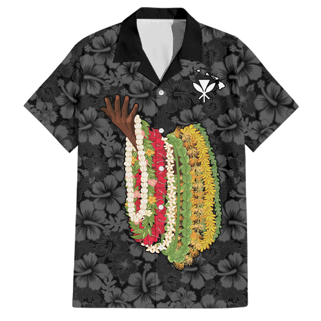 Hawaii Lei Kamehameha Family Matching Short Sleeve Bodycon Dress and Hawaiian Shirt Ele'ele Seamless Pattern Hibiscus Flower