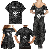 Hawaii Lei Kamehameha Family Matching Summer Maxi Dress and Hawaiian Shirt Ele'ele Seamless Pattern Hibiscus Flower