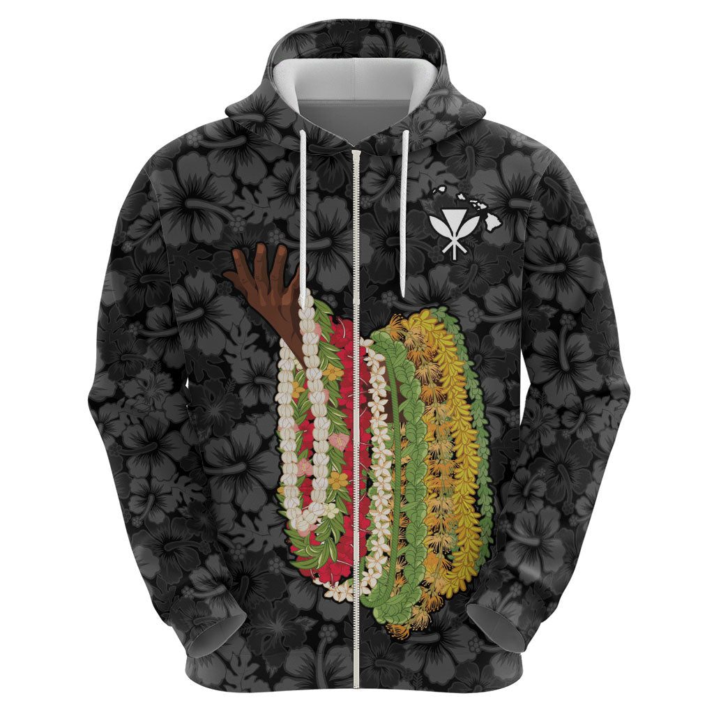 Hawaii Lei Kamehameha Hoodie Ele'ele Seamless Pattern Hibiscus Flower