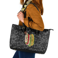 Hawaii Lei Kamehameha Leather Tote Bag Ele'ele Seamless Pattern Hibiscus Flower