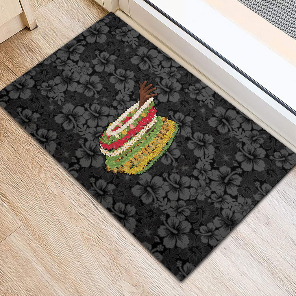 Hawaii Lei Kamehameha Rubber Doormat Ele'ele Seamless Pattern Hibiscus Flower
