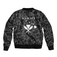 Hawaii Lei Kamehameha Sleeve Zip Bomber Jacket Ele'ele Seamless Pattern Hibiscus Flower