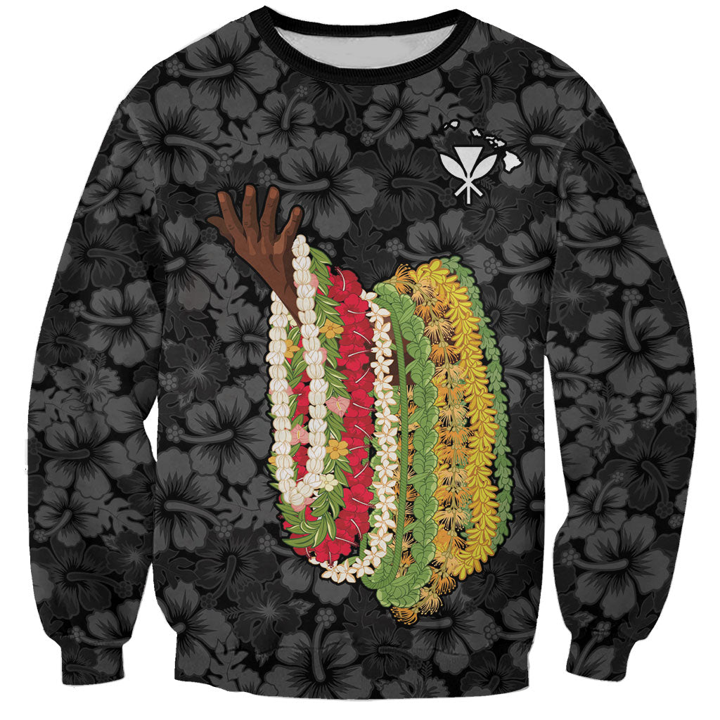Hawaii Lei Kamehameha Sweatshirt Ele'ele Seamless Pattern Hibiscus Flower
