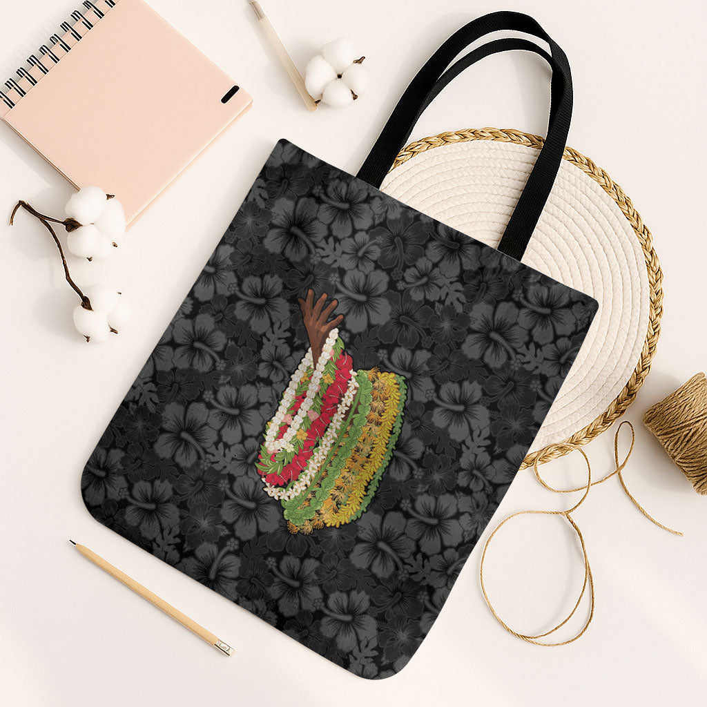 Hawaii Lei Kamehameha Tote Bag Ele'ele Seamless Pattern Hibiscus Flower
