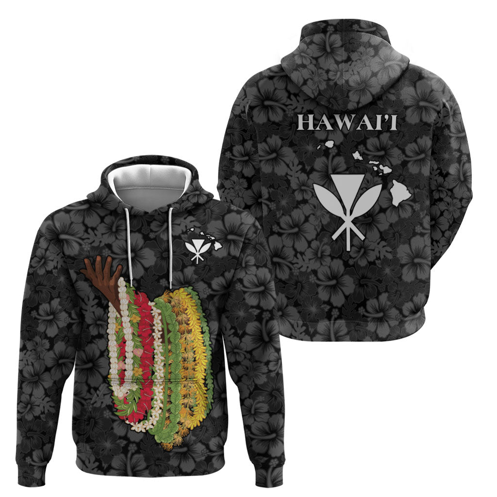Hawaii Lei Kamehameha Zip Hoodie Ele'ele Seamless Pattern Hibiscus Flower