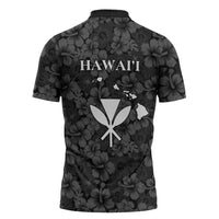 Hawaii Lei Kamehameha Zipper Polo Shirt Ele'ele Seamless Pattern Hibiscus Flower