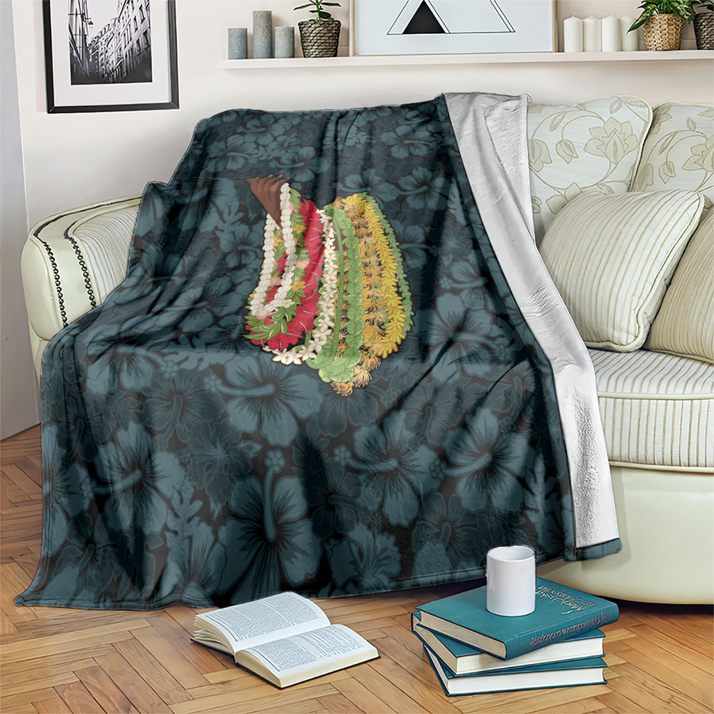 Hawaii Lei Kamehameha Blanket Uliuli Seamless Pattern Hibiscus Flower