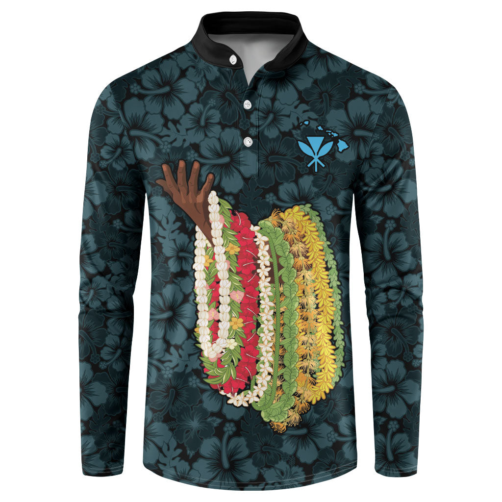Hawaii Lei Kamehameha Button Sweatshirt Uliuli Seamless Pattern Hibiscus Flower