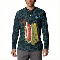 Hawaii Lei Kamehameha Button Sweatshirt Uliuli Seamless Pattern Hibiscus Flower