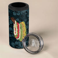Hawaii Lei Kamehameha 4 in 1 Can Cooler Tumbler Uliuli Seamless Pattern Hibiscus Flower
