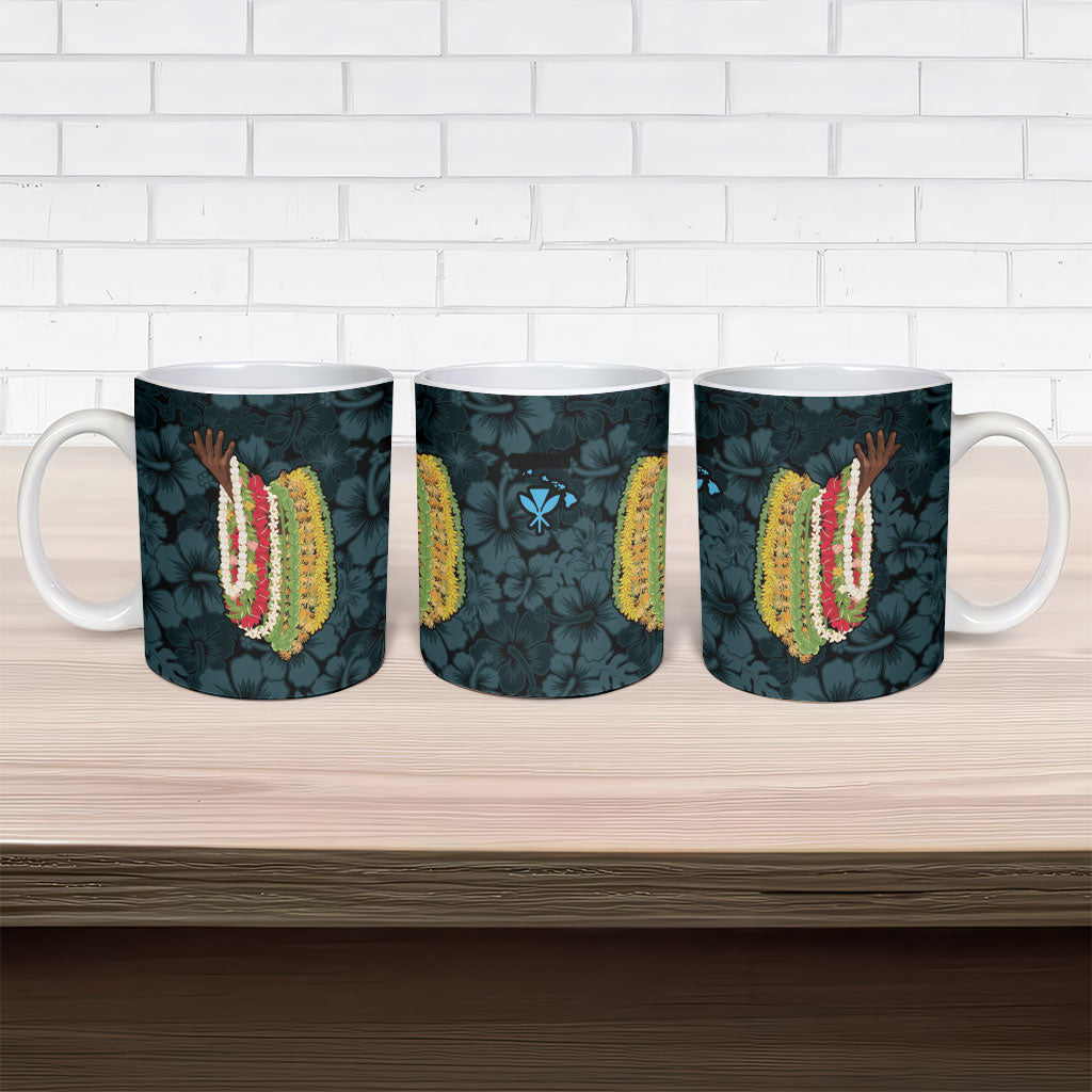 Hawaii Lei Kamehameha Ceramic Mug Uliuli Seamless Pattern Hibiscus Flower