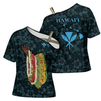 Hawaii Lei Kamehameha Cross Shoulder Shirt Uliuli Seamless Pattern Hibiscus Flower